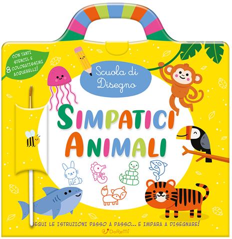 Simpatici animali. Ediz. a spirale. Con 8 acquerelli. Con pennello. Con stencil - Danielle Mudd - copertina