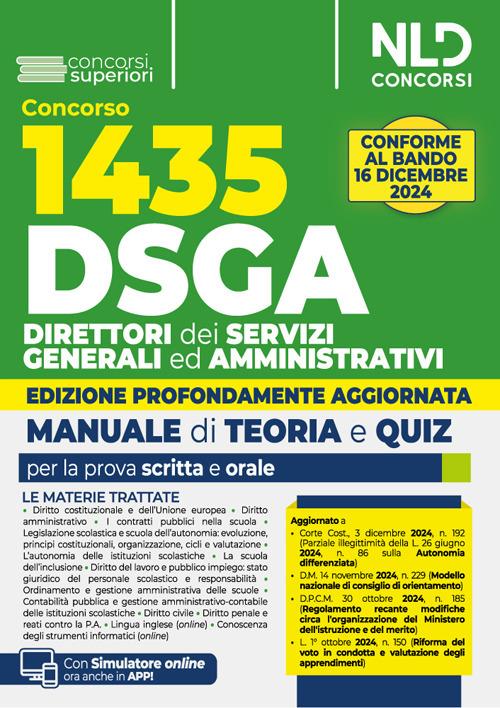 Concorso DSGA. 1435 direttori dei servizi generali ed amministrativi. Kit con manuale + quiz con soluzioni guidate e commentate - copertina