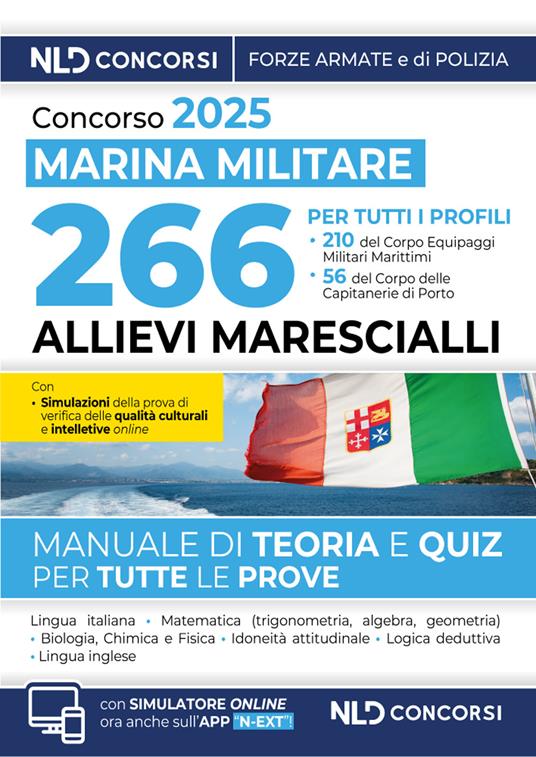 Concorso per l'ammissione di 266 Allievi Marescialli della Marina Militare 2025 con teoria e quiz - copertina