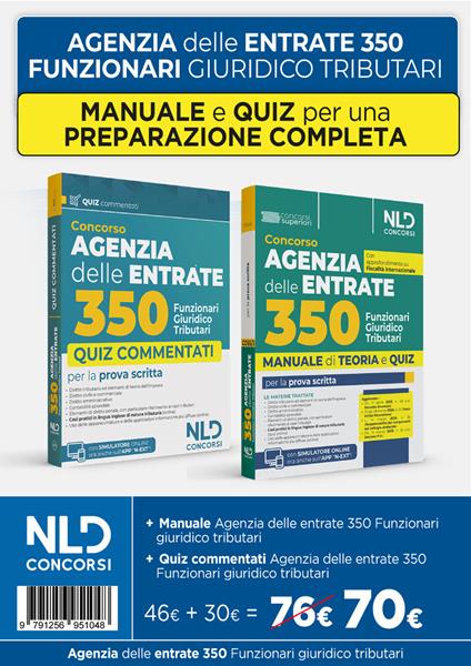Kit Concorso Agenzia delle Entrate 350 funzionari giuridico-tributari. Manuale + Quiz per la preparazione 2025. Con simulatore online - copertina