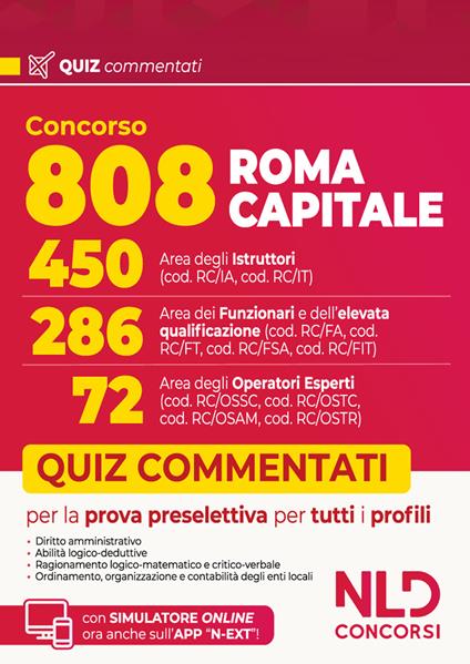 Concorso 808 Roma Capitale. Manuale con quiz commentati per la prova preselettiva comune a tutti i profili - copertina