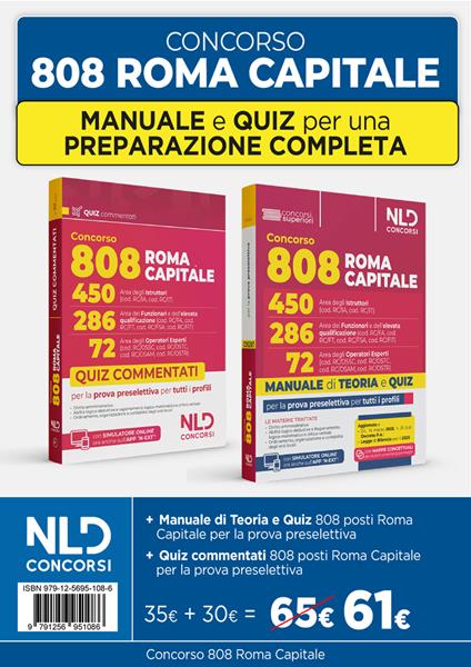 Kit manuale + quiz commentati per il concorso 808 Roma Capitale per la prova preselettiva comune a tutti i profili. Nuova ediz. Con espansione online - copertina