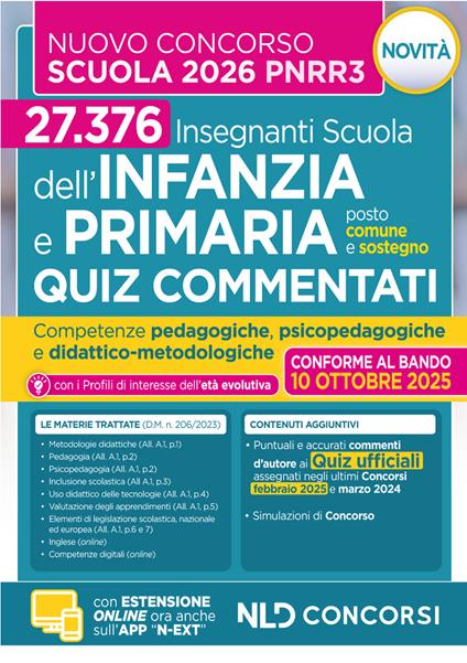 Concorso Scuola PNRR3. Quiz commentati per il Concorso Scuola dell'Infanzia e primaria 2025-2026 - copertina