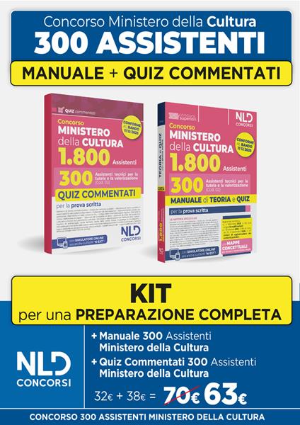 Concorso Ministero della Cultura 1800 posti. 300 assistenti tecnici per la tutela e la valorizzazione del patrimonio culturale (Cod. 02). Kit manuale di teoria e quiz commentati per la prova scritta. Con espansione online - copertina