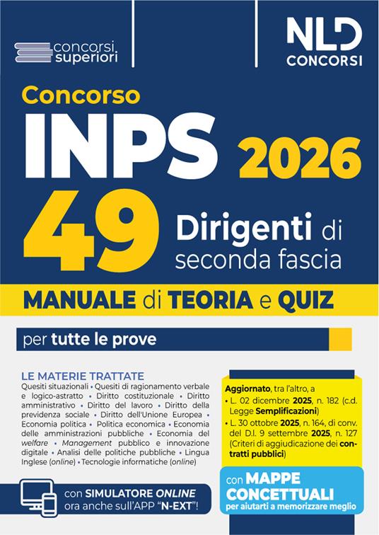 Concorso Inps per 49 dirigenti. Manuale con teoria e quiz 2026 - copertina