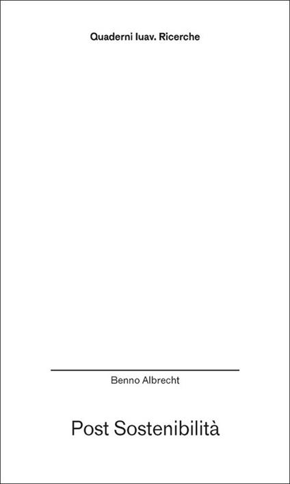 Post sostenibilità - Benno Albrecht - copertina