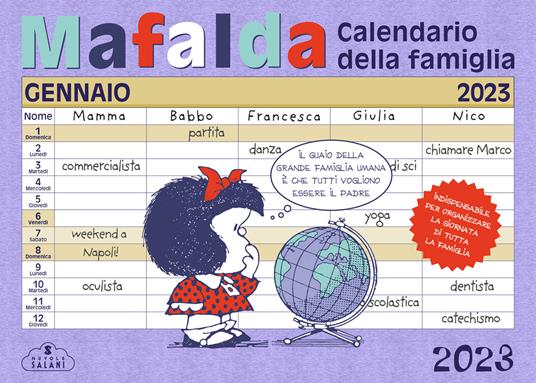 Mafalda. Calendario della famiglia 2023 - Quino - copertina