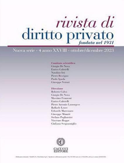 Rivista di diritto privato (2023). Vol. 4 - copertina