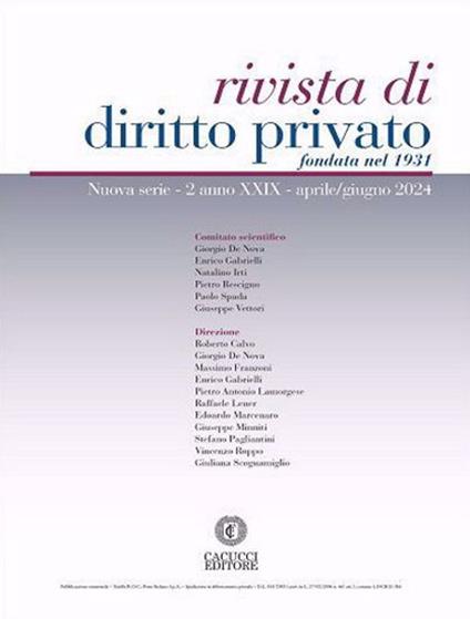Rivista di diritto privato (2024). Vol. 2 - copertina