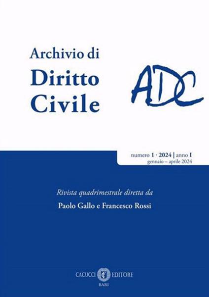 Archivio di diritto civile (2024). Vol. 1: Gennaio/Aprile - copertina