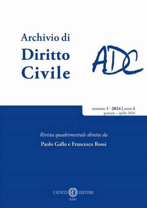 Archivio di diritto civile (2024). Vol. 1: Gennaio/Aprile - copertina