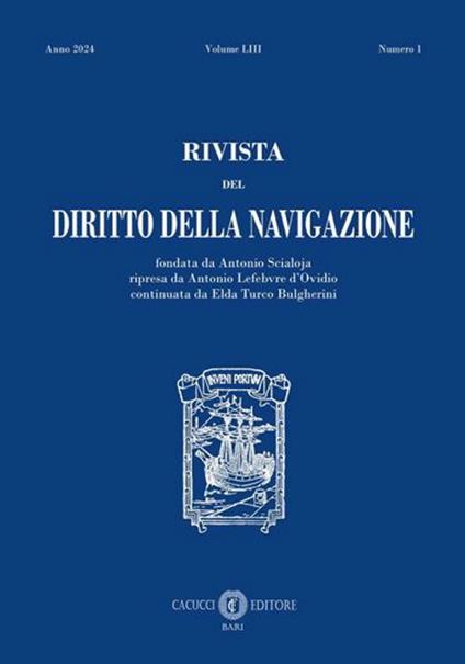 Rivista del diritto della navigazione (2024). Nuova ediz.. Vol. 1 - copertina