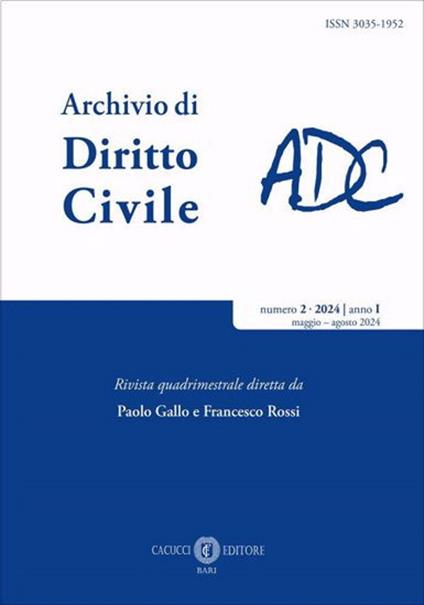 Archivio di diritto civile (2024). Vol. 2 - copertina