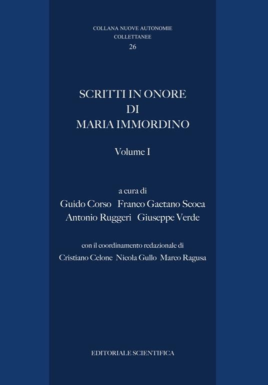 Scritti in onore di Maria Immordino - copertina