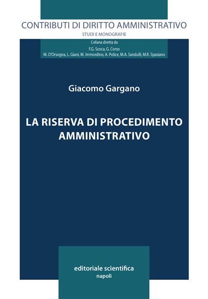 La riserva di procedimento amministrativo - Giacomo Gargano - copertina