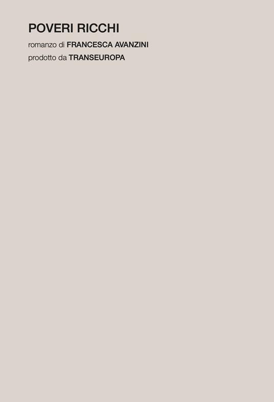 Poveri ricchi - Francesca Avanzini - copertina