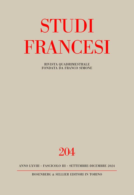Studi Francesi. Vol. 204: In ricordo di Anna Maria Finoli (1923-2020) - Centenaire du "Manifeste du surréalisme" d'André Breton (1924-2024) - copertina