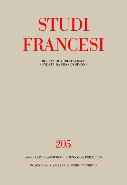 Studi francesi. Vol. 205 - copertina