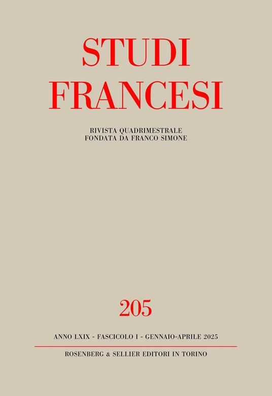 Studi francesi. Vol. 205 - copertina