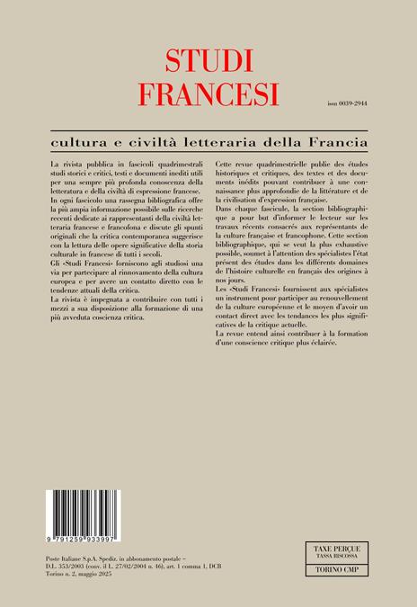 Studi francesi. Vol. 205 - 2