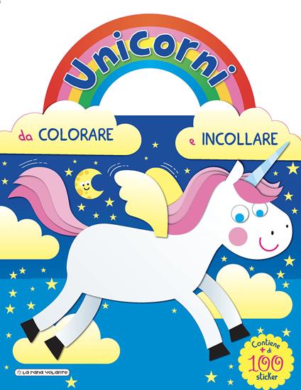 Unicorni da colorare e attaccare. Blu. Con adesivi. Ediz. a colori - copertina