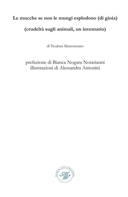 Le mucche se non le mungi esplodono (di gioia). (Crudeltà sugli animali, un inventario). Raccolta poetica. Ediz. illustrata - Teodora Mastrototaro - copertina