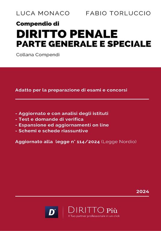 Compendio di diritto penale. Parte generale e parte speciale - Luca Monaco,Fabio Torluccio - copertina
