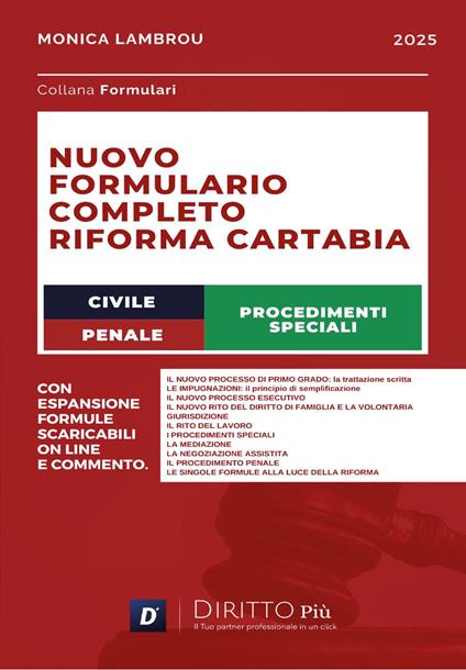 Nuovo formulario completo riforma Cartabia, civile, penale e procedimenti speciali - Monica Lambrou - copertina