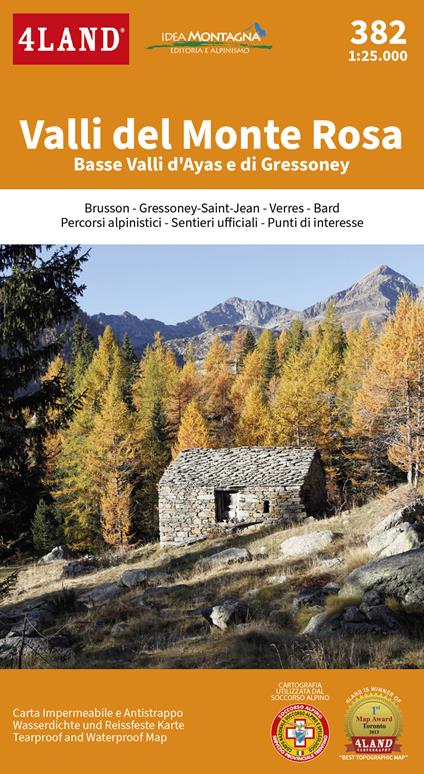 Valli del Monte Rosa. Basse Valli d'Ayas e di Gressoney 1:25.000 - 4LAND Srl - copertina