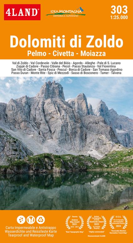 Dolomiti di Zoldo. Pelmo. Civetta. Moiazza 1:25.000 - copertina