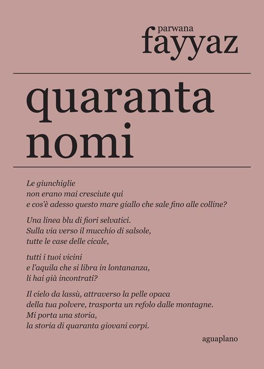 Quaranta nomi. Testo inglese a fronte - Parwana Fayyaz - copertina