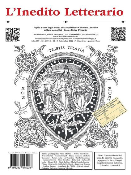 Non tristis gratia ridet. Foglio de l'Associazione Culturale L'Inedito - copertina