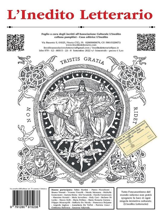 Non tristis gratia ridet. Foglio de l'Associazione Culturale L'Inedito - copertina