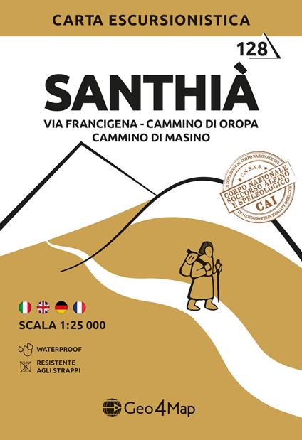 Santhià. Carta escursionistica: Via Francigena, Cammino di Oropa, Cammino di Masino 1:25.000 - copertina