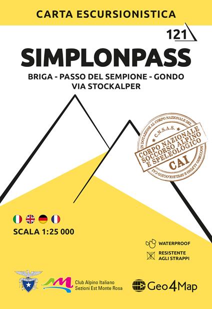 121 Simplonpass Briga – Passo Del Sempione – Gondo – Via Stockalper. Carta escursionistica 1:25.000 - copertina