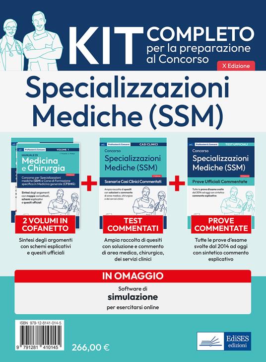 Kit completo per la preparazione al concorso di Specializzazioni Mediche (SSM). Volumi per la preparazione ai test di accesso alle scuole di specializzazione medica. Con estensioni online. Con software di simulazione - Federico Frusone,Giulia Puliani - copertina