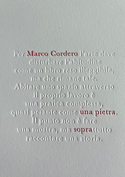 Marco Cordero. Una pietra sopra. Ediz. italiana, inglese e francese - copertina