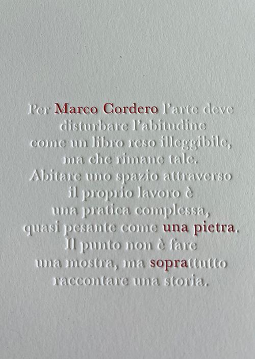 Marco Cordero. Una pietra sopra. Ediz. italiana, inglese e francese - copertina