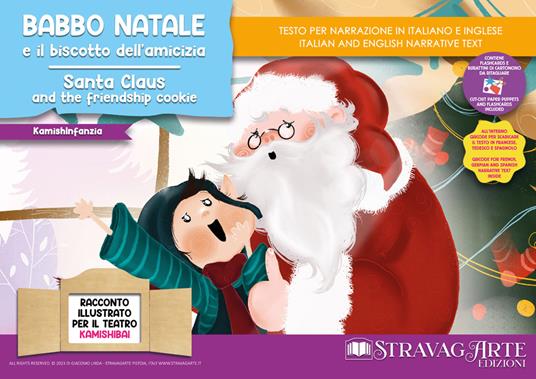 Babbo Natale e il biscotto dell'amicizia. Storia kamishibai. Ediz. italiana e inglese. Con burattini e flashcards da ritagliare - Linda Di Giacomo - copertina