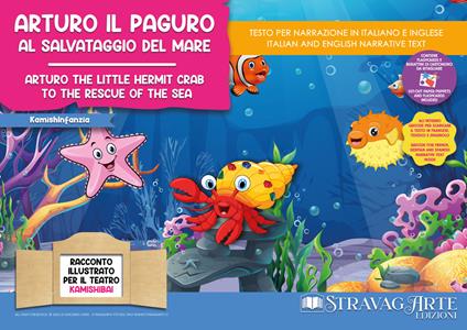 Arturo il paguro al salvataggio del mare. Storia kamishibai. Ediz. italiana e inglese. Con QR code per traduzioni (FR/DE/ES) e materiali didattici stampabili. Con burattini da ritagliare. Con flashcards - Linda Di Giacomo - copertina
