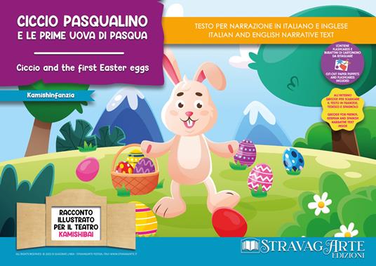 Ciccio Pasqualino e le prime uova di Pasqua. Storia kamishibai. Ediz. italiana e inglese. Con QR code per traduzioni (FR/DE/ES) e materiali didattici stampabili. Con burattini da ritagliare. Con flashcards - Linda Di Giacomo - copertina