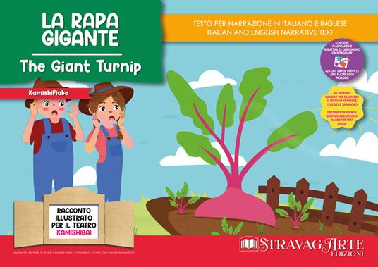 La rapa gigante. Storia kamishibai. Ediz. italiana e inglese. Con QR code per traduzioni (FR/DE/ES) e materiali didattici stampabili. Con burattini da ritagliare. Con flashcards - Linda Di Giacomo - copertina