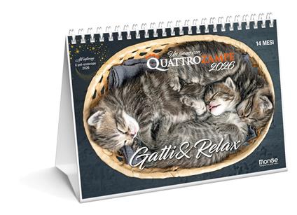 Gatti & relax. Calendario da tavolo 2026. 14 mesi - copertina