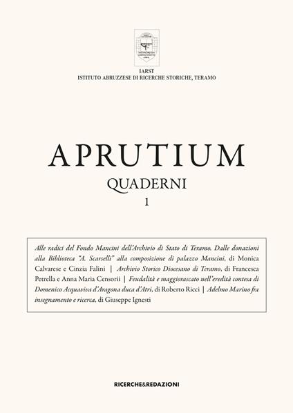 Aprutium. Quaderni. Vol. 1 - copertina