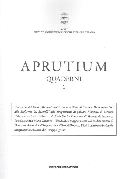 Aprutium. Quaderni. Vol. 1 - copertina