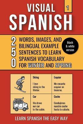 Visual Spanish 1 - (B/W version) - 250 Words, Images, and Examples Sentences to Learn Spanish Vocabulary about Winter and Spring - Mike Lang - cover