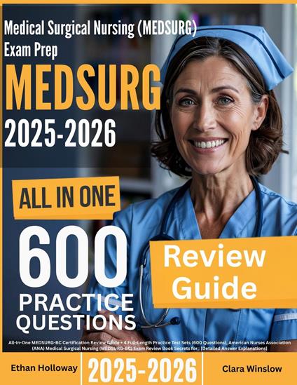 Medical Surgical Nursing (MEDSURG) Exam Prep: All-In-One Guide with 4 Full Sets of 600 Practice Questions with detailed explanation | ANA MEDSURG Certification Review