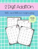 2 Digit Addition With And Without Regrouping Grade 1-3: Holiday-Themed Practice for Building Strong Math Skills