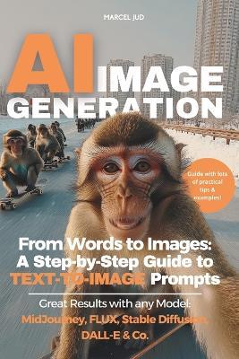 AI Image Generation: From Words to Images - A Step-by-Step Guide to TEXT-TO-IMAGE Prompts for MidJourney, FLUX, Stable Diffusion, DALL-E & Co. - Marcel Jud Msc - cover