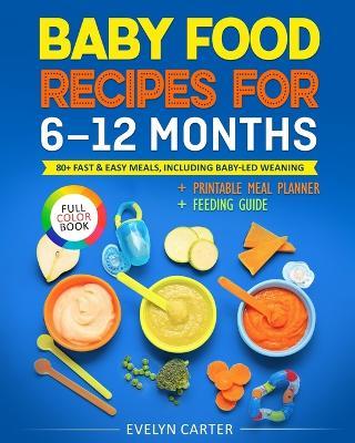 Baby Food Recipes for 6 to 12 Months: 80+ Fast & Easy Meals, Including Baby-Led Weaning - Evelyn Carter - cover